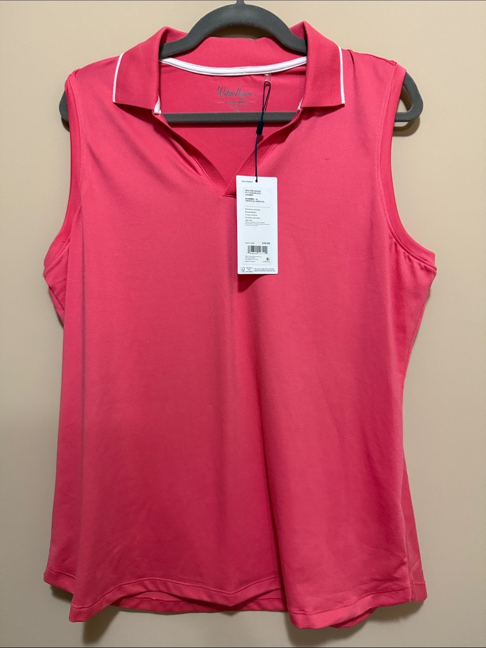 Walter Hagen Sleeveless Polo Tank Top in Coral Pink
